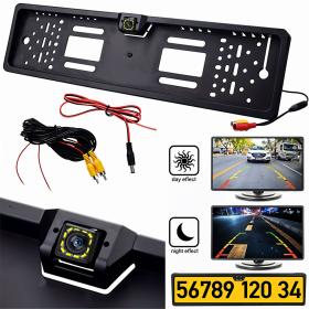 Caméra de recul HD pour voiture, Avec cadre de plaque d'immatriculation Standard , étanche, Vision nocturne, 4 LED