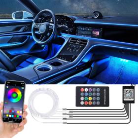 Lumière Ambiante RGB Pour l’Intérieur de Voiture avec Télécommande + APP Contrôle
