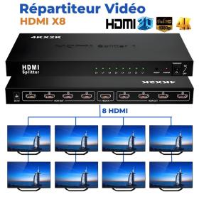 Répartiteur Vidéo HDMI 1x8 avec 8 Ports Compatible 4K – HDMI X8 موزع