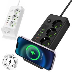 Multiprise POWER SOCKET 2500W avec USB, Type-C et chargement sans fil – مقبس طاقة وشاحن لاسلكي