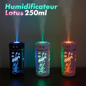 Diffuseur d’huiles essentielles et d’arôme froid, tasse de fleur de Lotus USB 250ml