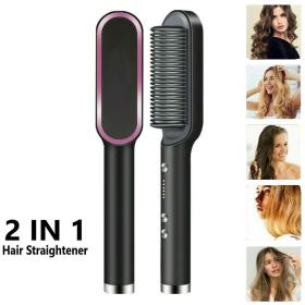 Brosse à cheveux chauffante en céramique 6 niveaux de chaleur 360° – Lisseur HQT-909B